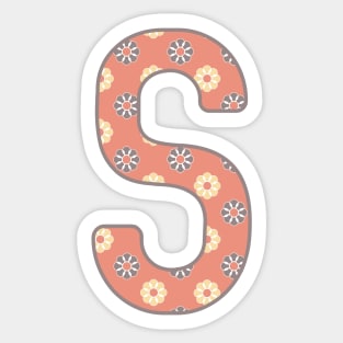 MONOGRAM LETTER S PINK FLORAL TYPOGRAPHY DESIGN Sticker